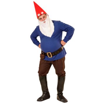 BLÅ GNOM (jakke, bukser, belte med veske, støvletrekk, hatt, øyenbryn og skjegg) Blå