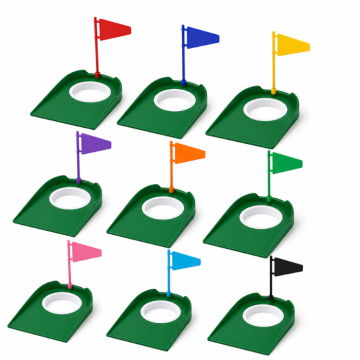 Golf putting treningssett med puttingkoppar, flagg og ballsamlar