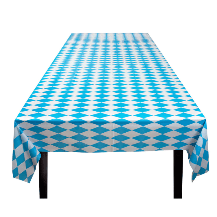 Oktoberfest plast duk blå/hvit rute - 130x180 cm