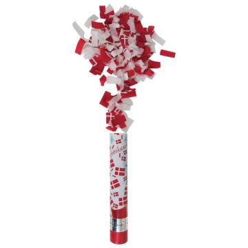 Raud, Kvitt og Dannebrog Konfettirør 30 cm