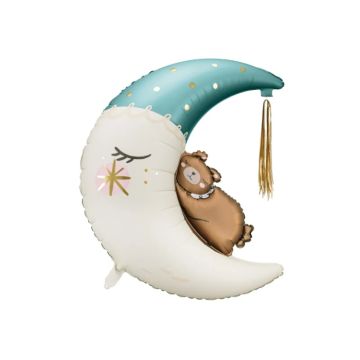 Folieballong teddybjørn på månen 80x98 cm