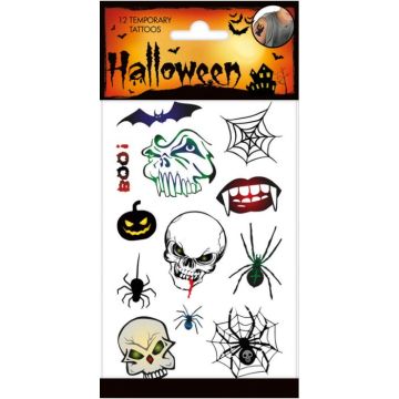 Falske tatoveringar med skremmande halloween-motiva - 12x