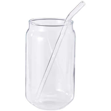 Glas med glas sugerør 500 ml 2x