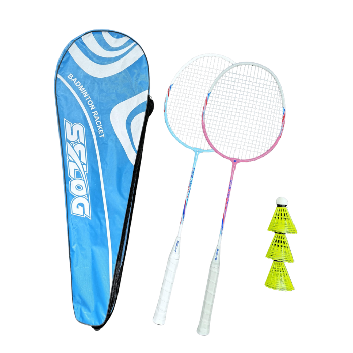 Badmintonsett m. 2 racketer og 3 baller