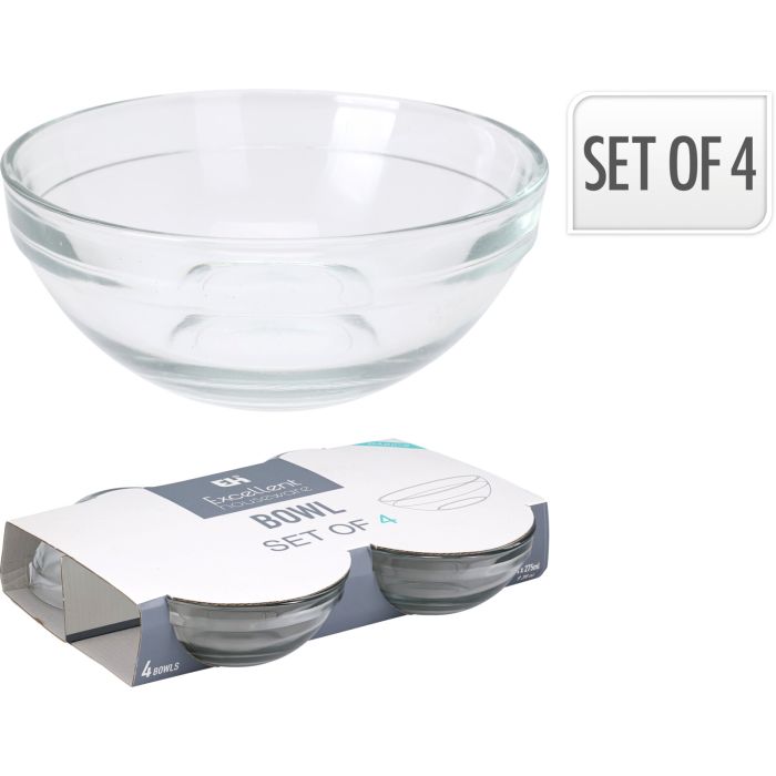 Glasskåler i klart glass, sett av 4, 275 ml