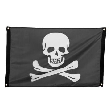 Svart piratbanner med dødningehovud - 90x60 cm