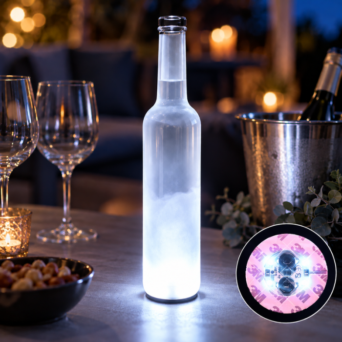 LED flaske lys hvit skum coaster 50x - med selvklebende tape
