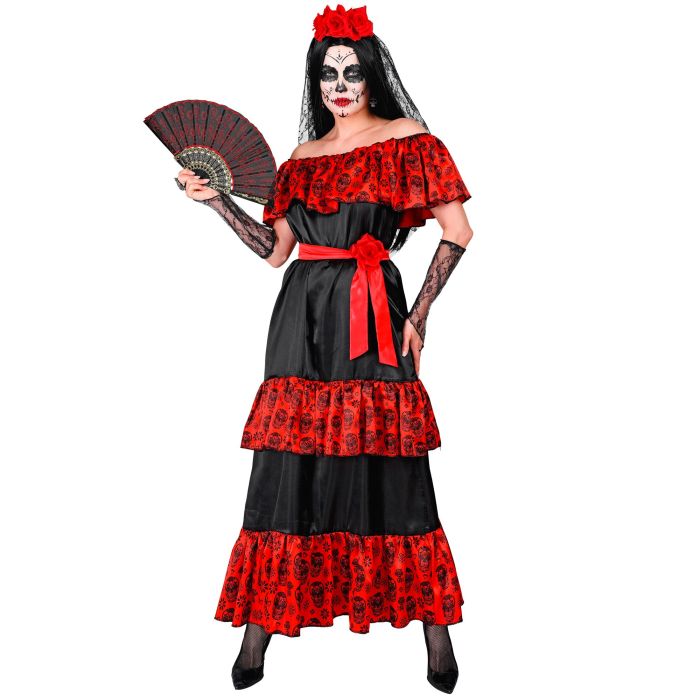 Dia de los Muertos kostyme for damer - 4 deler