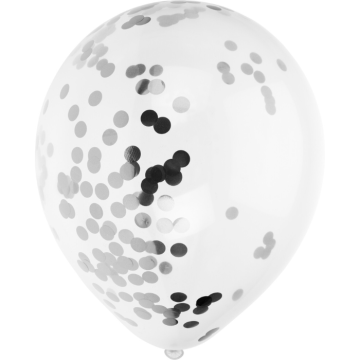 Ballong med sølv konfetti 8x - 30 cm