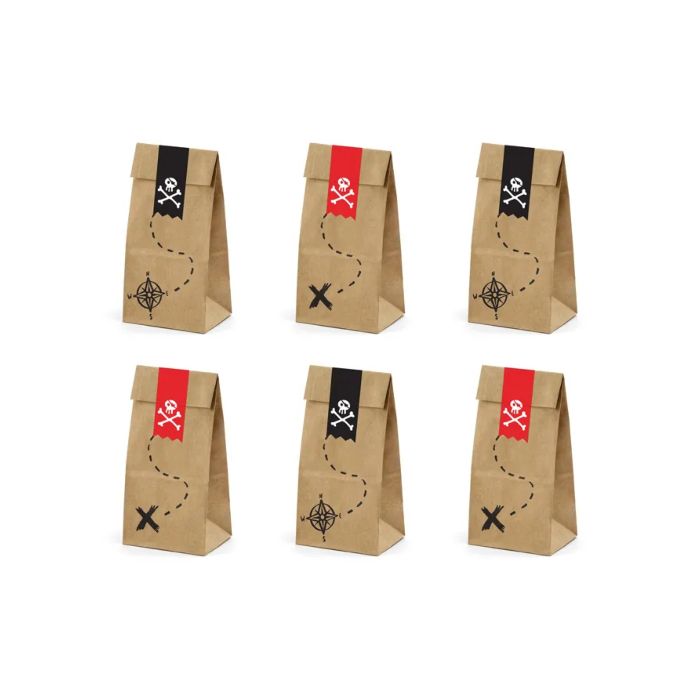 Pirat godteposer 6x - 8x18x6cm