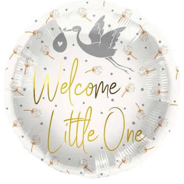 "Welcome Little One" Folieballong Hvit - 45 cm