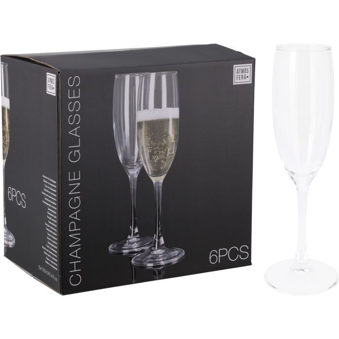 6 champagneglass i glass à 190 ml