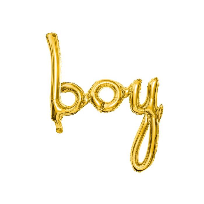 Gullfarga Boy bokstav folieballong til gut - 74x63,5 cm