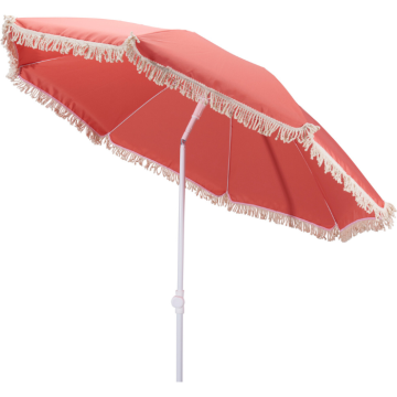 Parasol med frynser i grapefarge Ø180x200cm