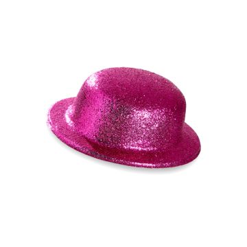 Bowlerhatt rosa glitter