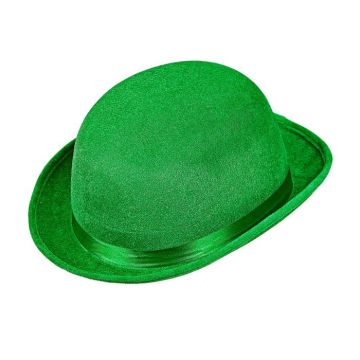 Grønn St. Patricks Day bowlerhatt med bånd