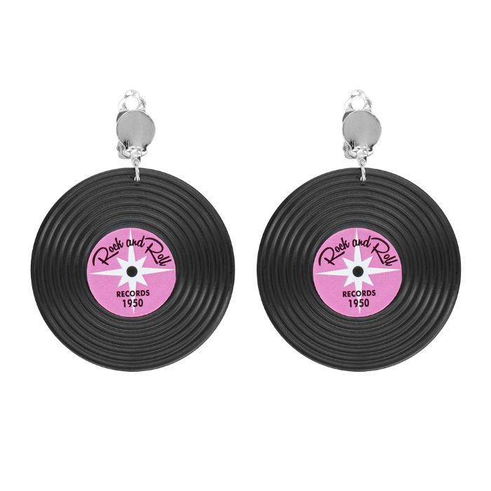 Rock n roll disko-øredobber med LP-plater