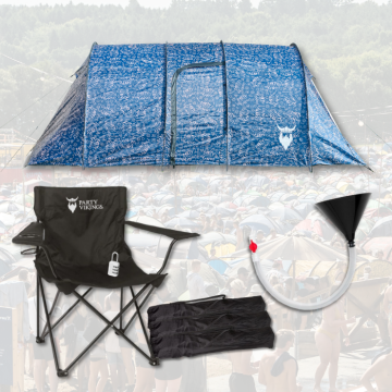 Festivalpakke for 4 personer Premium - THORA telt, festivalstol m.m.