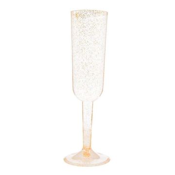 Champagneglas i plast Guld Glitter - 4x