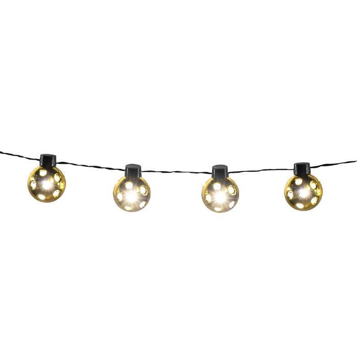LED lyslenke med gullkuler - 140 cm