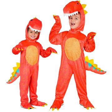 DINOSAUR (jumpsuit, hette maske, hansker) Rød