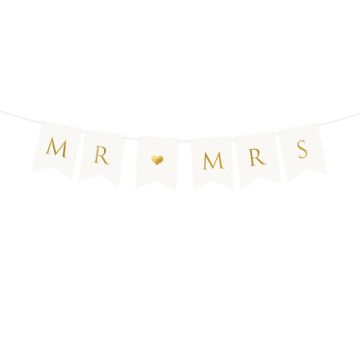 Mr Mrs Guirlande Kvitt Og Gull - 85 cm
