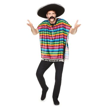 Meksikansk poncho multifarga one-size