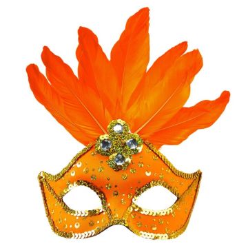 Oransje Brasiliansk Maske med fjær-Oransje