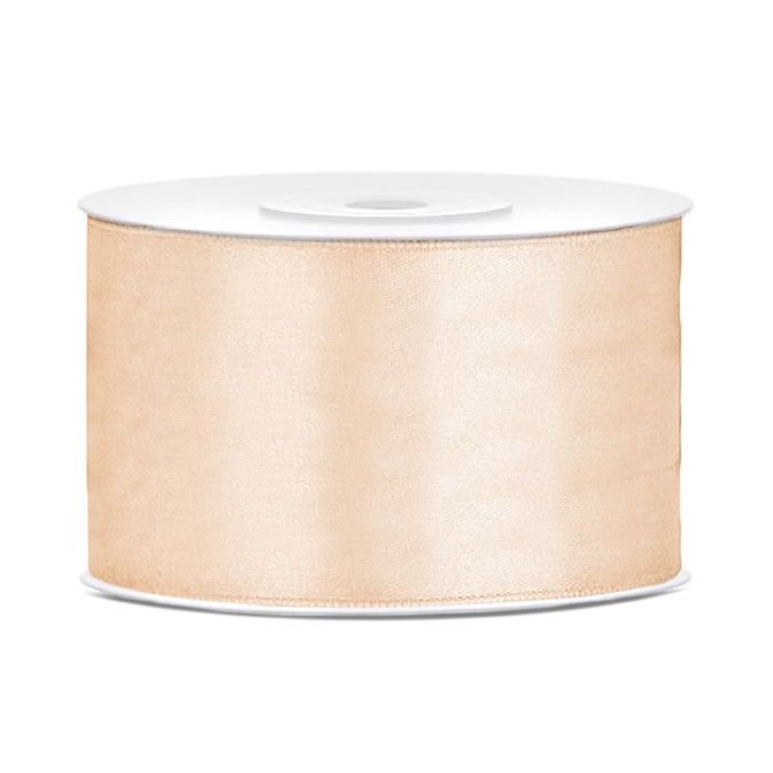 Kremfarga satengbånd - 38 mm x 25 m