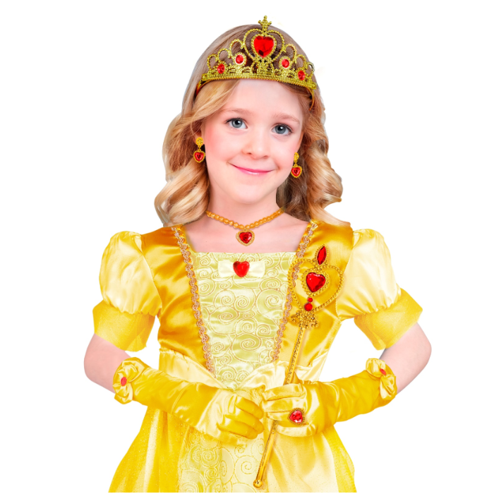 Gult prinsesse-sett til barn - 6 deler
