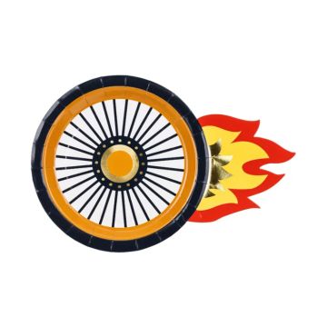 Paptallerkener med hjulmotiv 6x - 26,5x18 cm