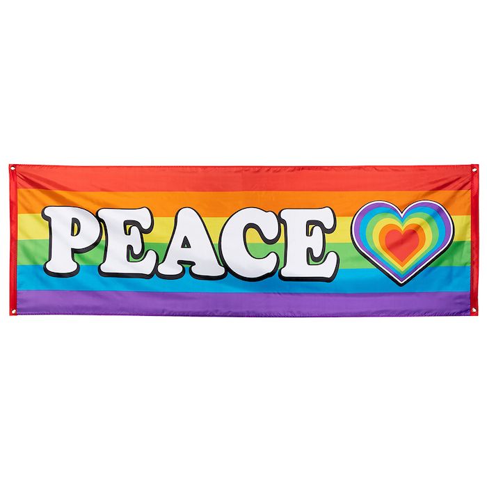 "Peace" regnbuefarga banner - 74x220 cm
