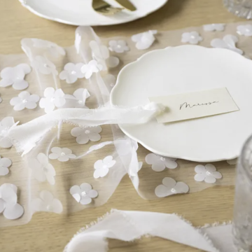 Bordløpar med kvite blomar - 5 meter