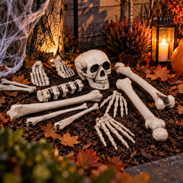 Halloween hodeskalle og bein-skjelett 12 deler - 40 cm