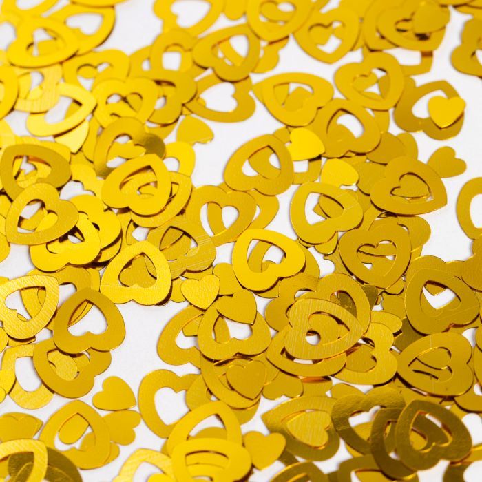 Guld uthola hjarte bordkonfetti - 14 g