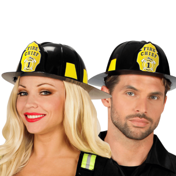 Svart brannmannshjelm unisex