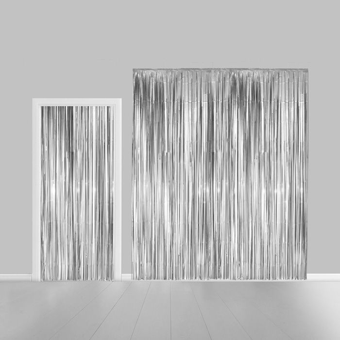 Sølv Glimmerforheng - 100 x 240 cm