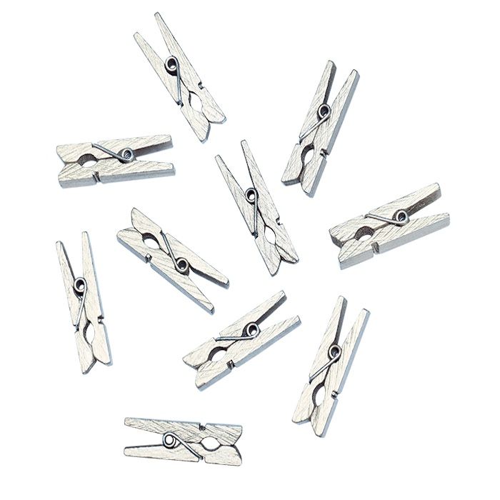 Sølv mini klesklyper 12x - 0,7x3,3 cm