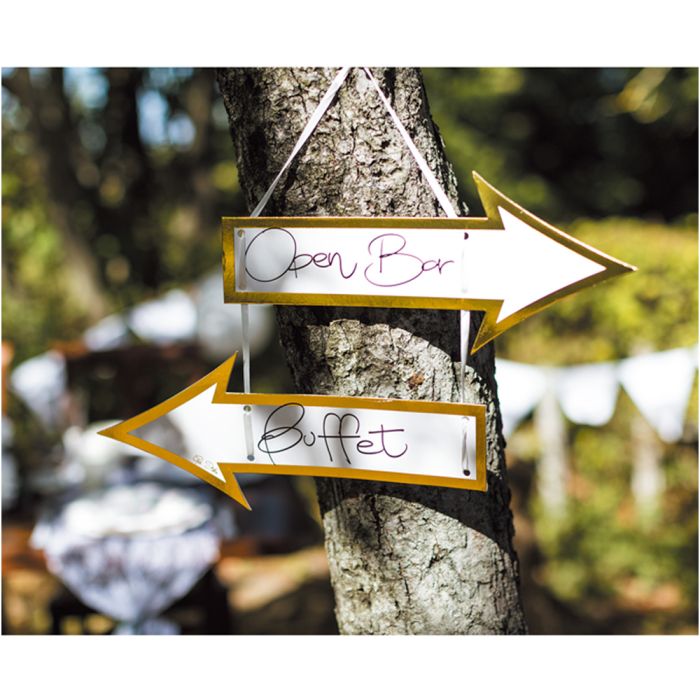 Hvite veiviserskilt med gullkant 2x