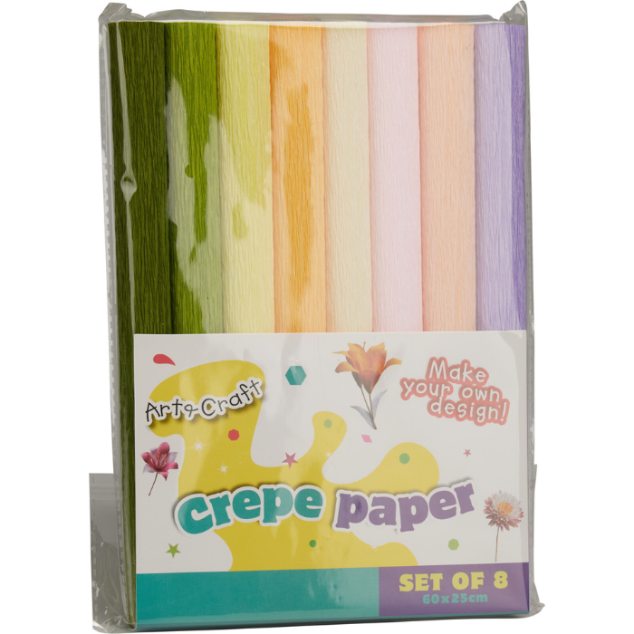 Crepepapir sæt med 8 ark, 60x25 cm 