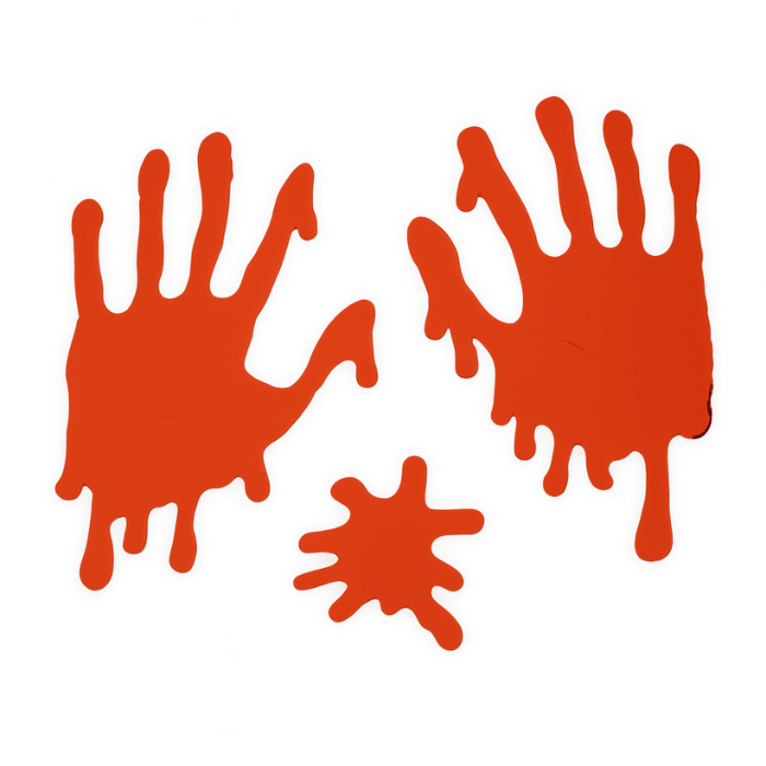 Halloween vindusdekor med blodige hender