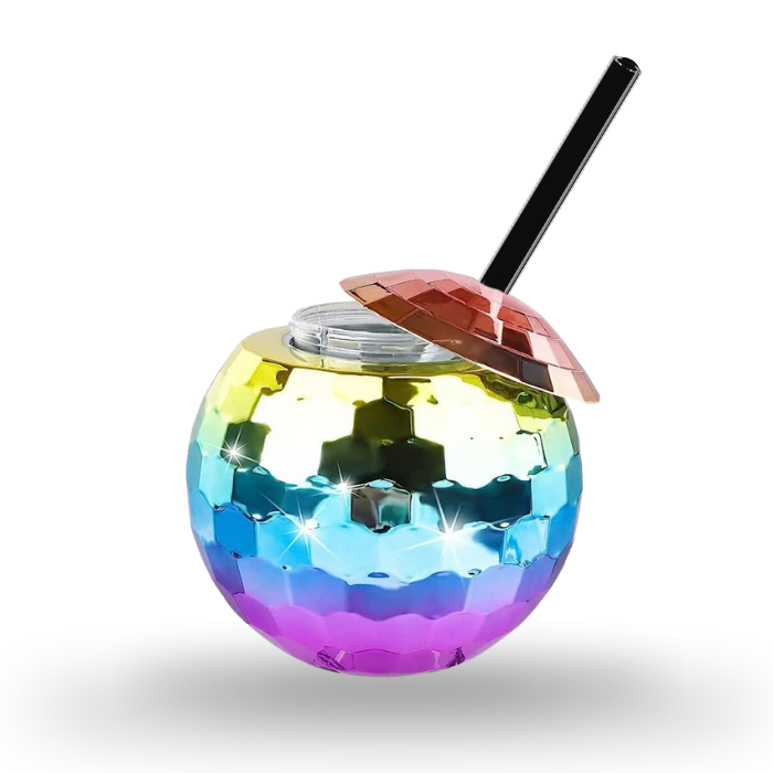 Diskokule cocktailglass regnbue - 500 ml