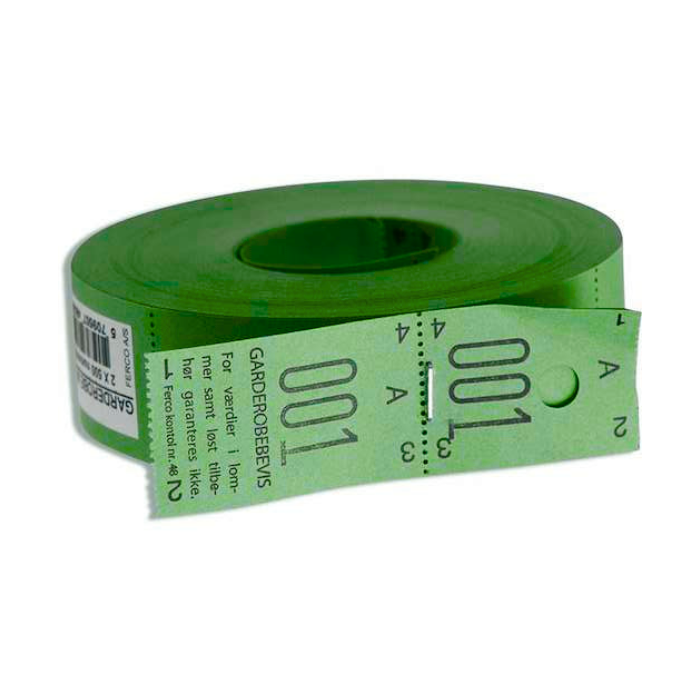 Garderobenummer Grønn fra 001-500