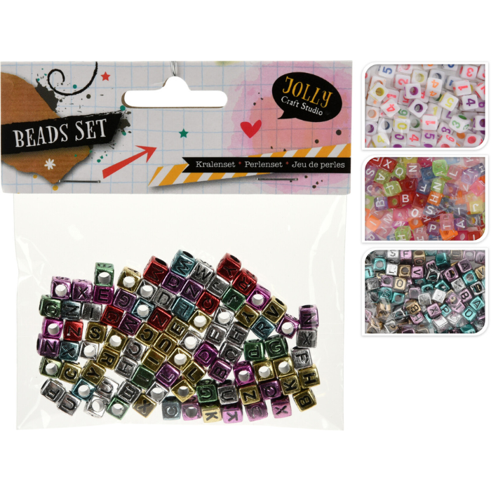 Perlesæt med bogstaver og tal