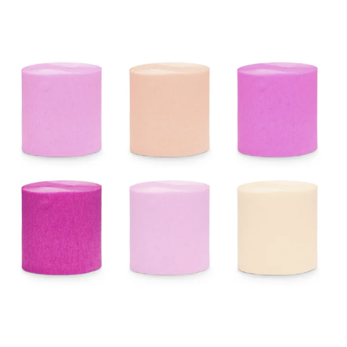 Crepe-stripe rosa miks 6x - 10 meter