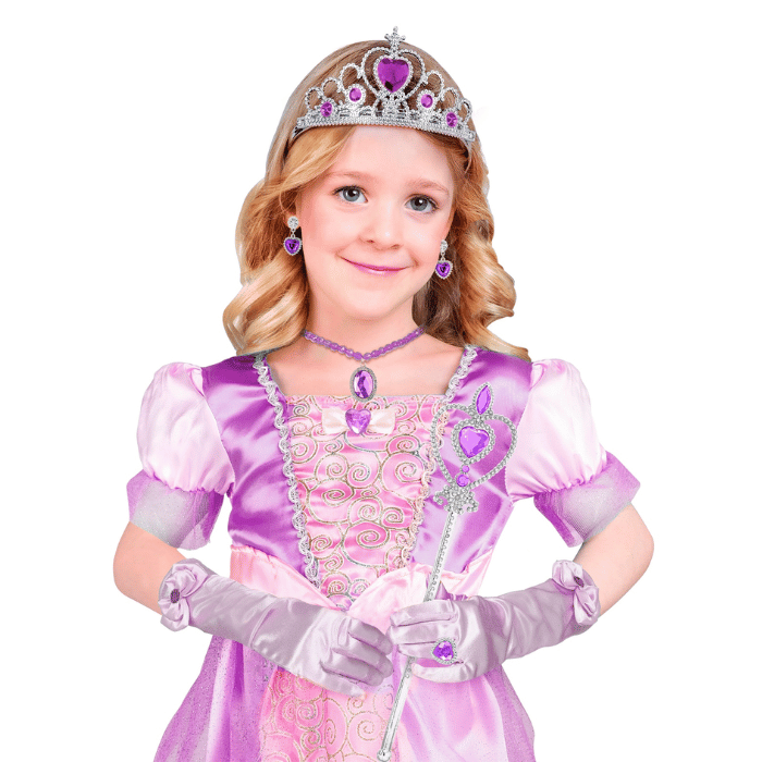 Gul prinsesse sett for barn - 6 deler