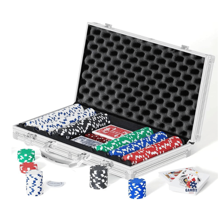 Poker sett 500 Royal Flush brikker 11,5 g. aluminiumkoffert low stakes PartyVikings