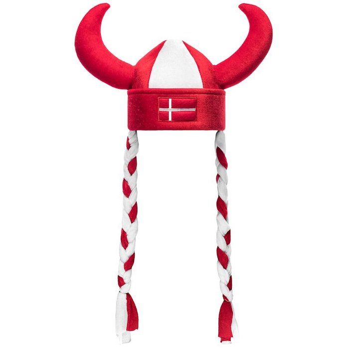 Rød og hvit Danmark vikinghatt