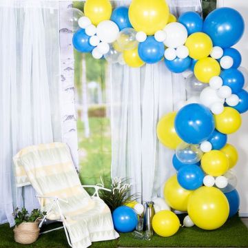 Blå Og Gul Ballongbue Inkl. 85 Ballonger - 5 meter