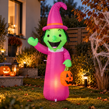 Oppblåsbar halloween heks med LED 150 cm